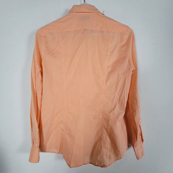 Faconnable Women Peach Button-Down Long Sleeve Shirt Medium Cotton Casual Blouse - Picture 2 of 7